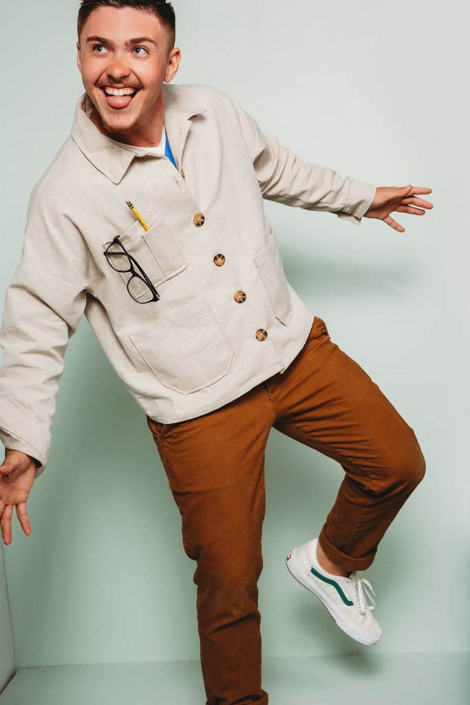 Friday Pattern Co. Ilford Jacket sewing pattern with drop shoulders, placketed or boxy sleeves, multiple pocket options, two lengths, sizes XS–4X