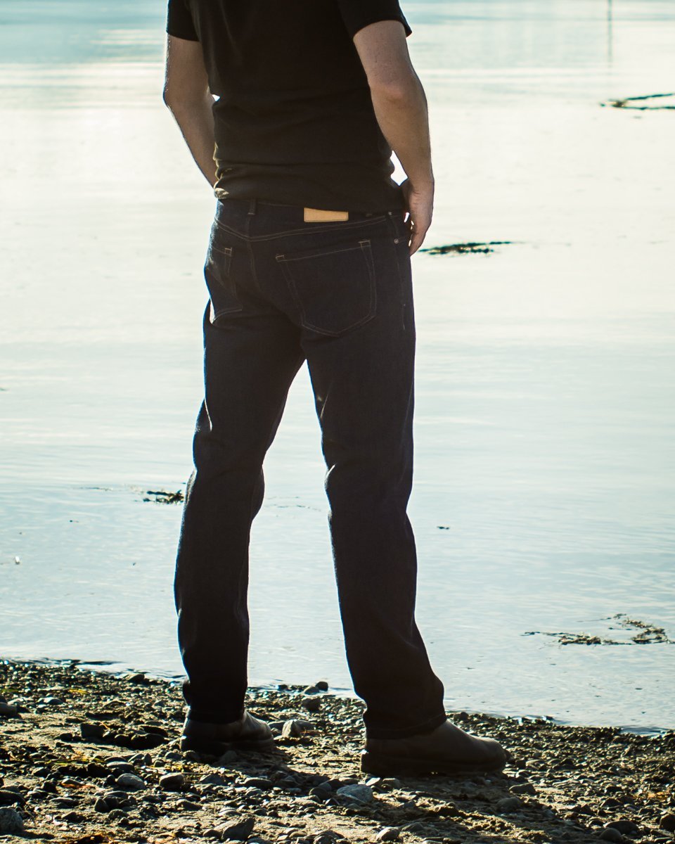 Thread Theory Quadra Jeans sewing pattern modern straight-leg denim with tapered legs and two-piece waistband