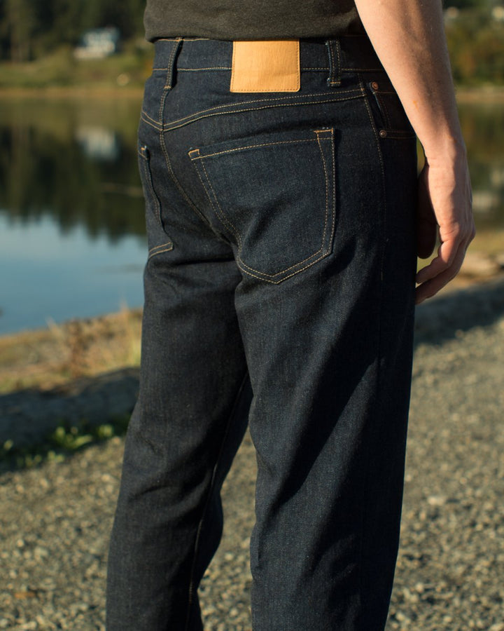 Thread Theory Quadra Jeans sewing pattern modern straight-leg denim with tapered legs and two-piece waistband