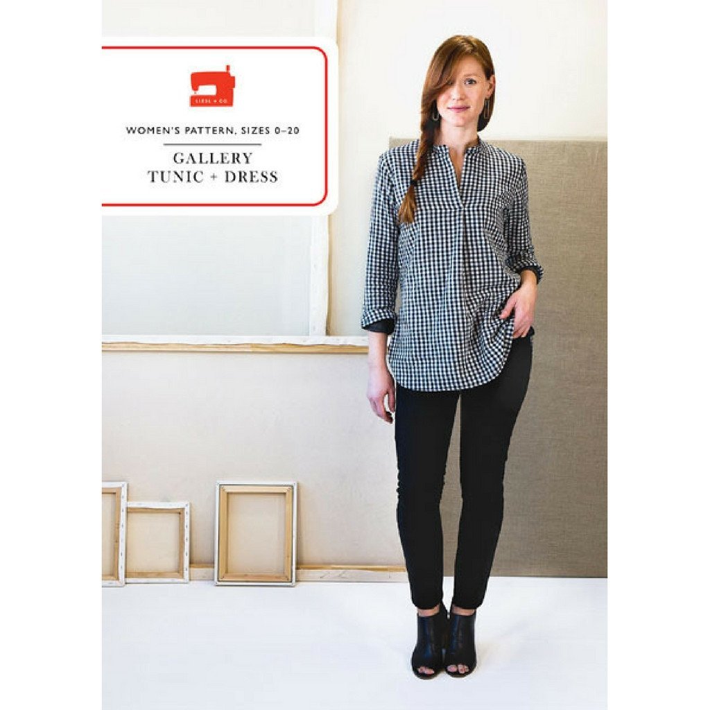 Liesl + Co Gallery Tunic and Dress sewing pattern with pleated placket and shirttail hem