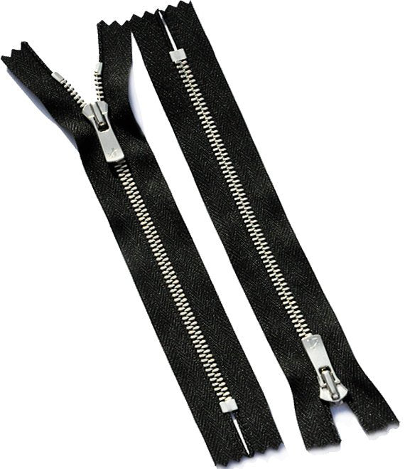 Black Zipper with Silver Teeth and Pull – Size 10 – Fashion & Craft Sewing Zipper for Jackets & Bags