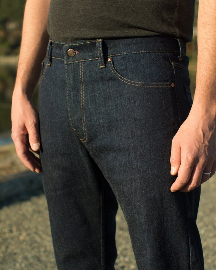 Thread Theory Quadra Jeans sewing pattern modern straight-leg denim with tapered legs and two-piece waistband