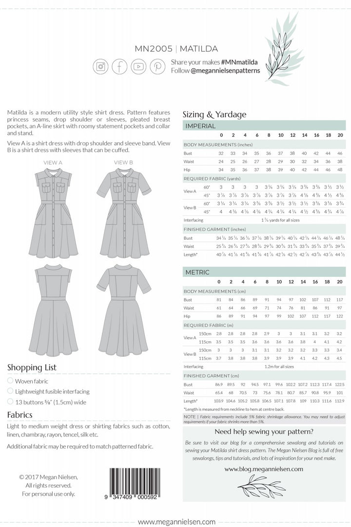 Pattern - Megan Nielsen - Matilda