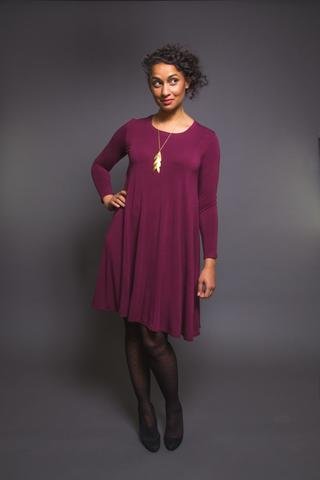 Closet Core Ebony Tee & Knit Dress sewing pattern – versatile drapey top and dress design with multiple neckline and sleeve options