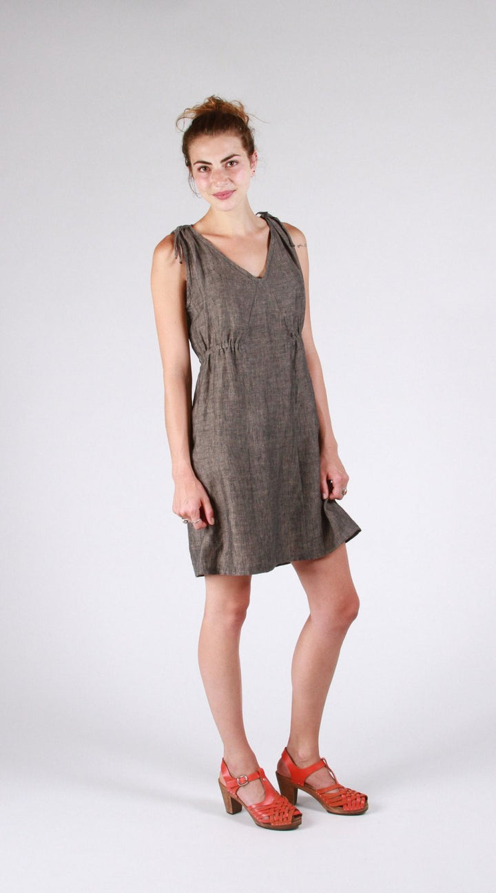 Sew House Seven Mississippi Avenue Dress and Top sewing pattern – elastic waist, V-neckline, and spaghetti shoulder ties