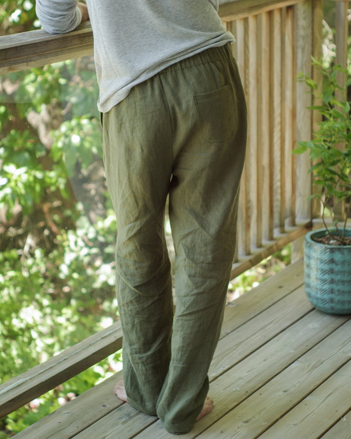 Thread Theory Eastwood Pajamas sewing pattern classic straight-leg pajama pants with elastic waistband and optional patch pocket