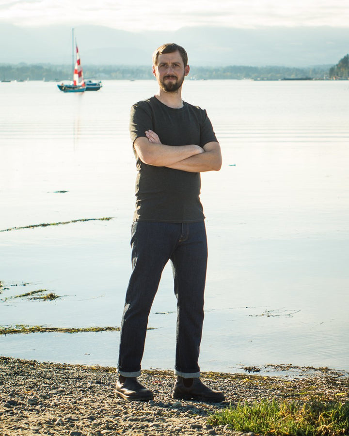 Thread Theory Quadra Jeans sewing pattern modern straight-leg denim with tapered legs and two-piece waistband