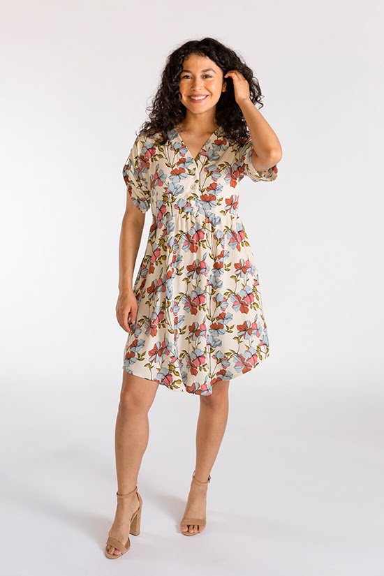 Chalk & Notch Fringe Dress & Blouse sewing pattern with button-up and pull-over options and interchangeable sleeves