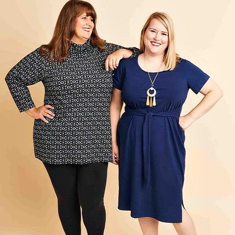 Cashmerette Pembroke Dress & Tunic sewing pattern – midi or tunic length T-shirt dress with split hem, optional waist tie, and three neckline options.