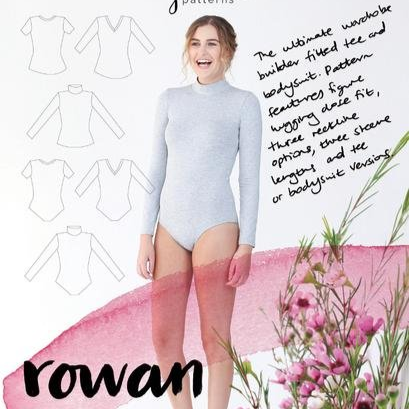 Megan Nielsen Rowan Bodysuit and Tee sewing pattern with multiple neckline, sleeve, and bodysuit variations
