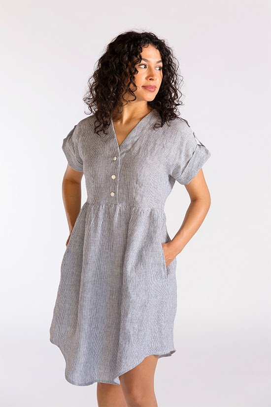 Chalk & Notch Fringe Dress & Blouse sewing pattern with button-up and pull-over options and interchangeable sleeves