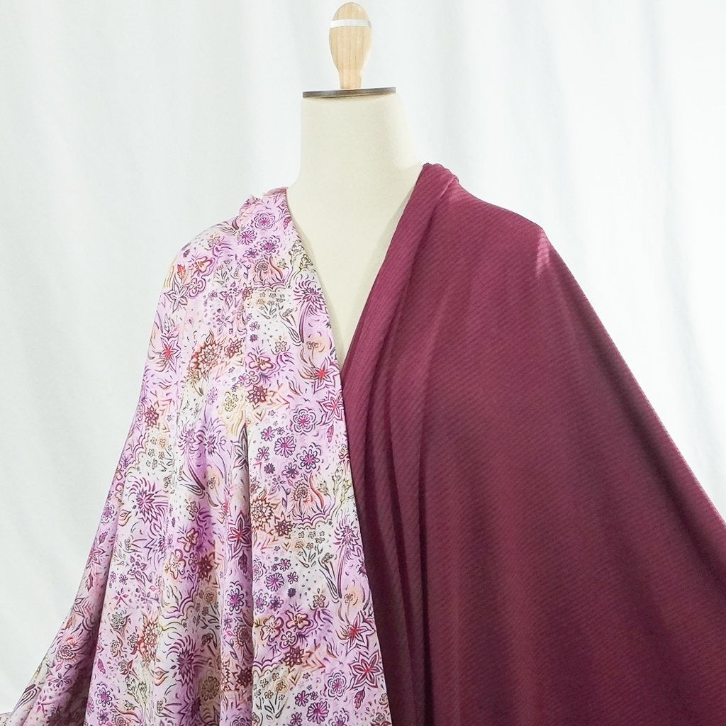Organic Tencel Twill Floral Haze Pink fabric – sustainable eco-friendly blouse and dress fabric with GOTS-certified dyes, 58-inch width