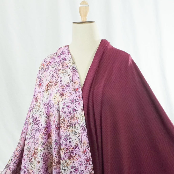 Organic Tencel Twill Floral Haze Pink fabric – sustainable eco-friendly blouse and dress fabric with GOTS-certified dyes, 58-inch width