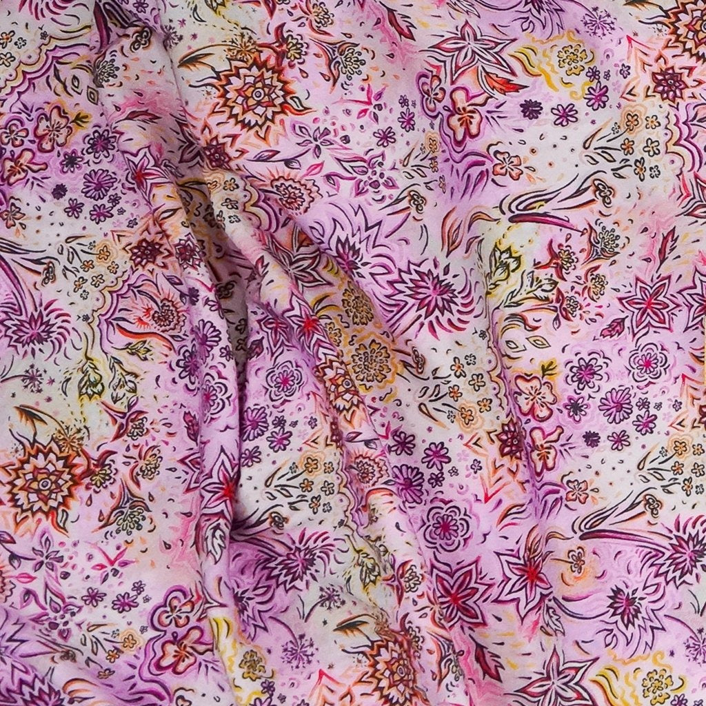 Organic Tencel Twill Floral Haze Pink fabric – sustainable eco-friendly blouse and dress fabric with GOTS-certified dyes, 58-inch width