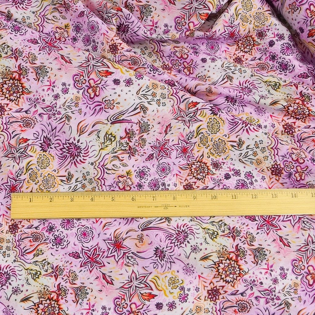 Organic Tencel Twill Floral Haze Pink fabric – sustainable eco-friendly blouse and dress fabric with GOTS-certified dyes, 58-inch width