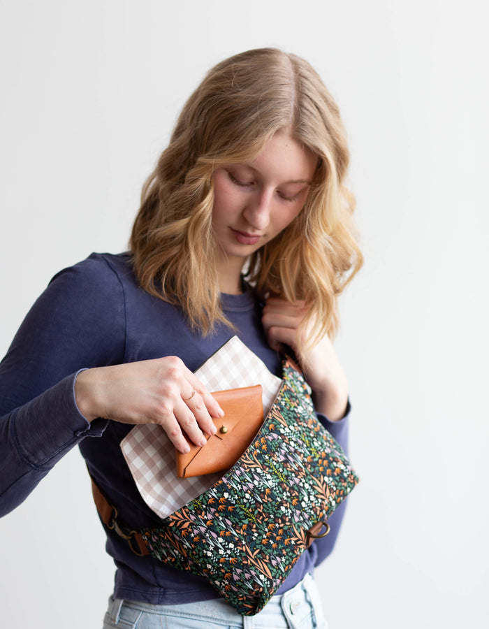 Noodlehead Haralson Bag pattern with secure zippered pockets and multiple closure options