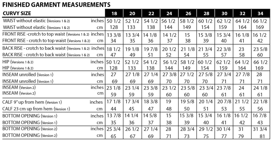 Sew House Seven Free Range Slacks sewing pattern in curvy sizes with elastic waist, tapered and cropped leg options