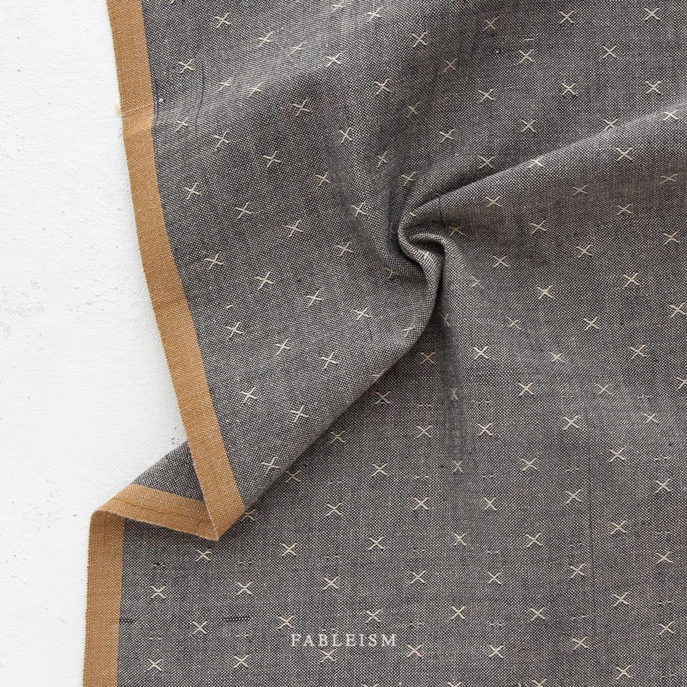 Gray Cotton Woven Fabric - Sprout Woven in Pepper, 44-inch width, lightweight 100% cotton textile for shirts, blouses, dresses, and skirts