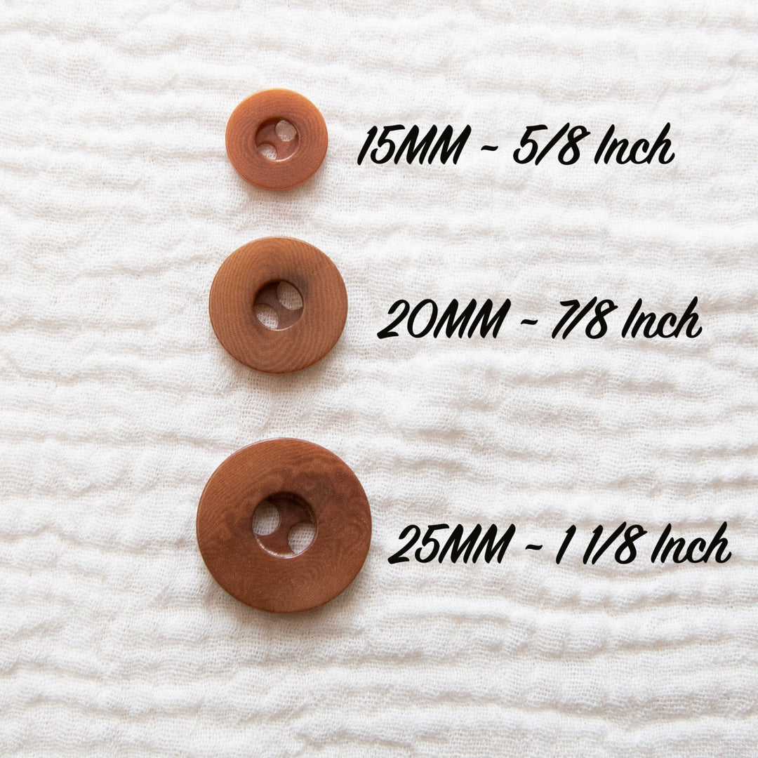 Ginger Brown Corozo Round Buttons - Sustainable Vegetable Ivory Buttons in 3 Sizes (15mm, 20mm, 25mm)