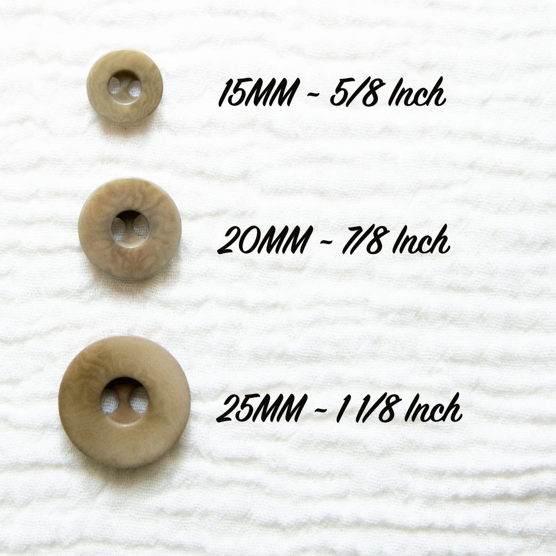 Gray Corozo Round Buttons - Sustainable Vegetable Ivory Buttons in 3 Sizes (15mm, 20mm, 25mm) for Coats and Shirts