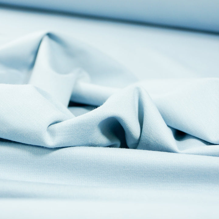 Ice Blue Ponte Knit Fabric - Rayon Nylon Spandex Blend - Structured Stretchy Material for Dresses & Blazers