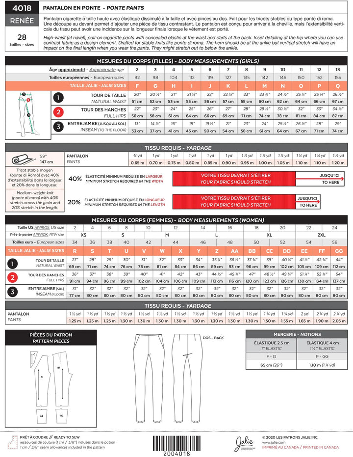 Pattern - Jalie - Renee Ponte Pants