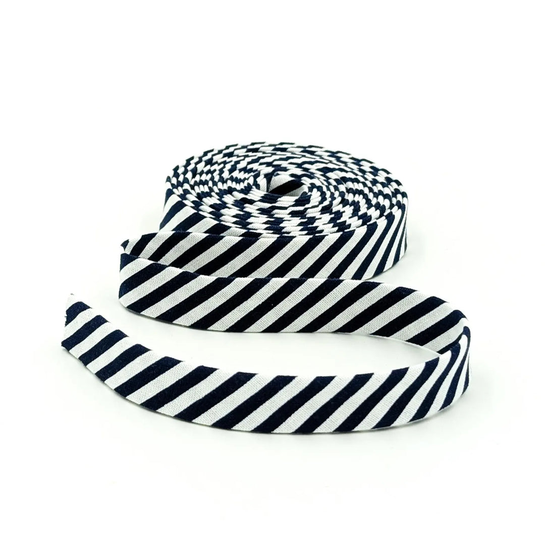Double Fold Bias Tape 1/2" - Black & White Stripe