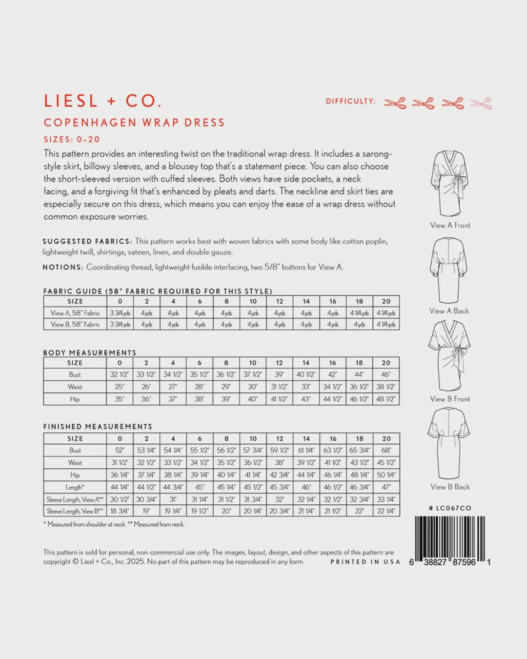 Pattern - Liesl + Co - Copenhagen Wrap Dress
