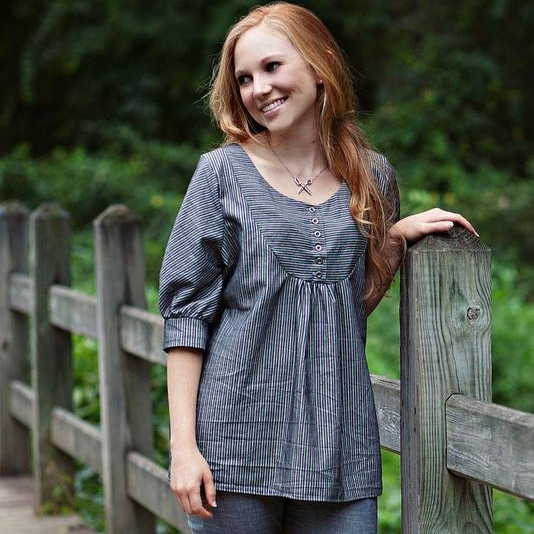 Sew Liberated Esme Top yoke design with buttoned placket and gathered sleeves