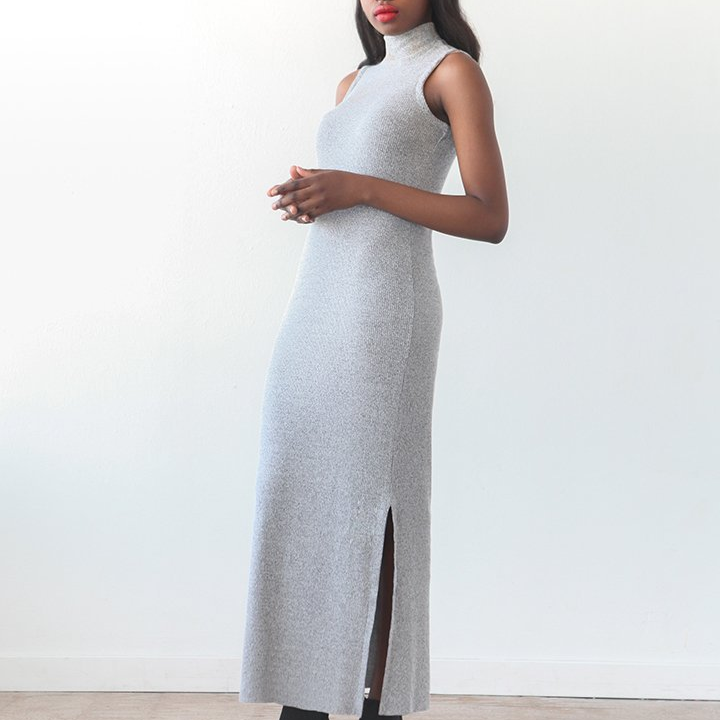 True Bias Nikko Top and Dress sewing pattern – mock turtleneck, fitted top, and ankle-length dress with side slits
