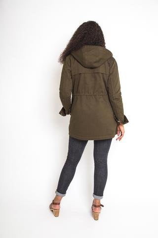 Closet Core Kelly Anorak Jacket sewing pattern – modern lightweight coat with hood, pockets, and drawstring waist
