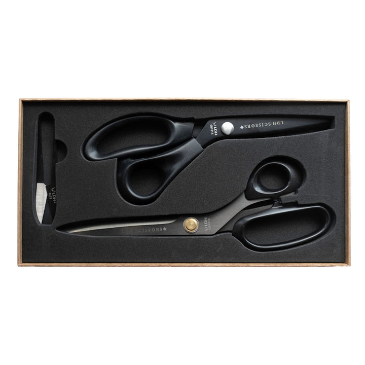 LDH Midnight Edition lightweight gift set with fabric scissors, pinking shears, and thread snip