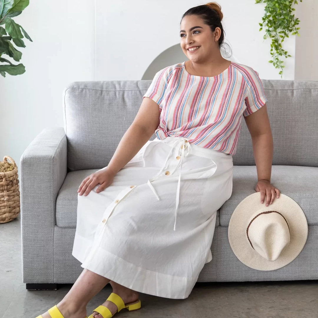Allie Olson Coram Top & Dress sewing pattern – loose-fitting raglan with hi-low top and dress option
