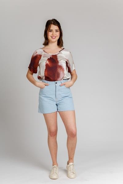 Megan Nielsen Dawn Jeans (4 in 1) showing high-waisted tapered, straight, wide-leg jeans, and jean shorts in rigid denim