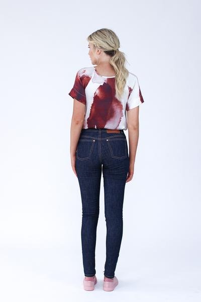 Megan Nielsen Ash Jeans (4 in 1) showing slim, skinny, flare, and wide-leg stretch denim jeans