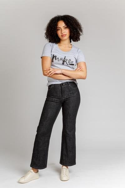 Megan Nielsen Ash Jeans (4 in 1) showing slim, skinny, flare, and wide-leg stretch denim jeans
