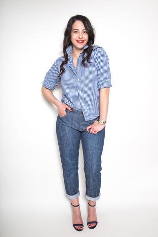 Closet Core Morgan Boyfriend Jeans sewing pattern – slim boyfriend denim with mid-rise fit and button fly