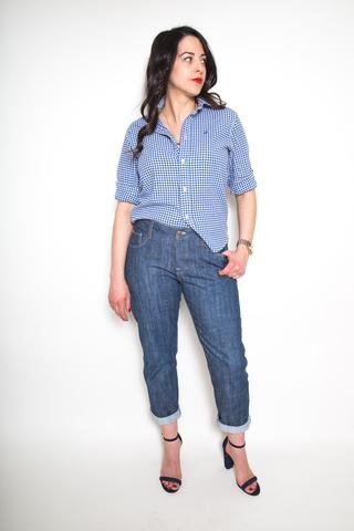 Closet Core Morgan Boyfriend Jeans sewing pattern – slim boyfriend denim with mid-rise fit and button fly