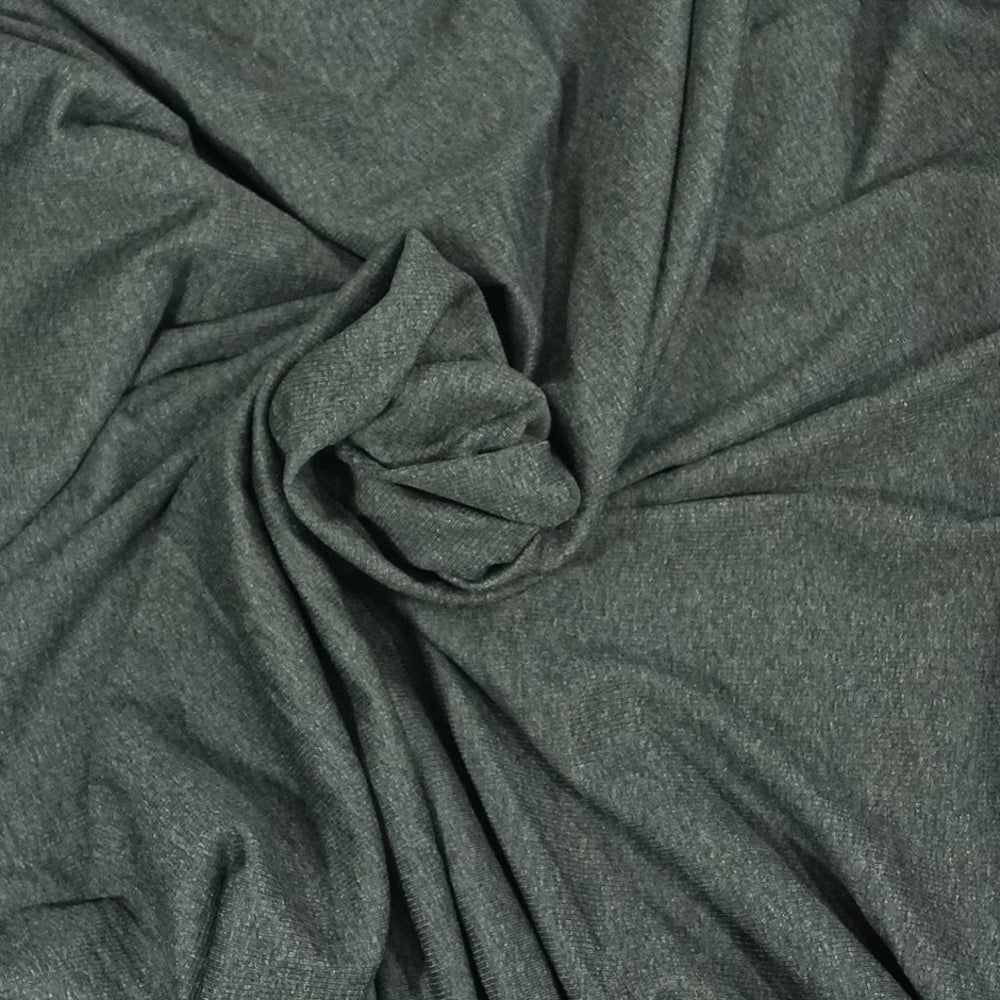 Charcoal Gray Ribbed Rayon 2x1 Knit Fabric - 92% Rayon 8% Spandex - Soft Drapey Material for Dresses & Basics