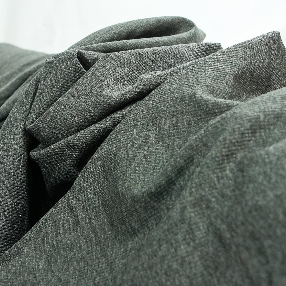 Charcoal Gray Ribbed Rayon 2x1 Knit Fabric - 92% Rayon 8% Spandex - Soft Drapey Material for Dresses & Basics