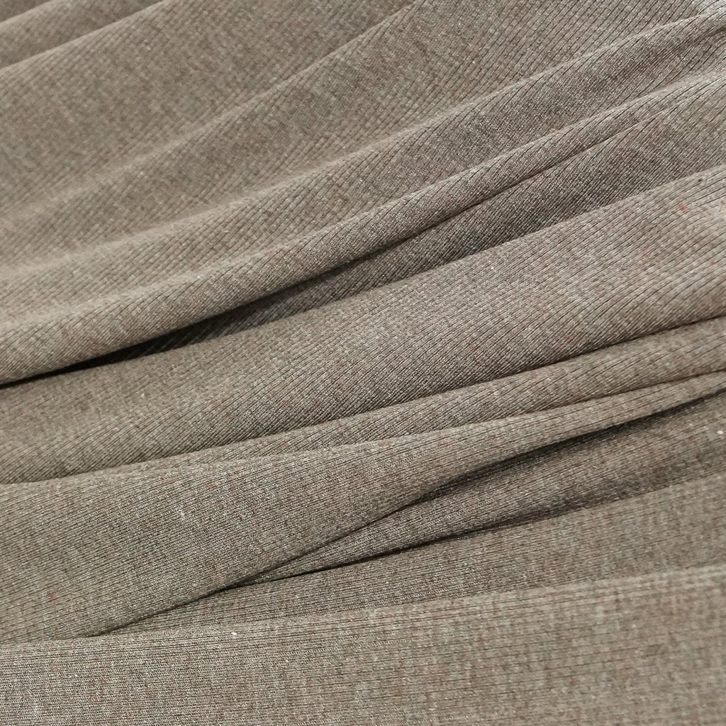 Ribbed Rayon 2x1 Heather Mocha Marquette Fabric Close-Up