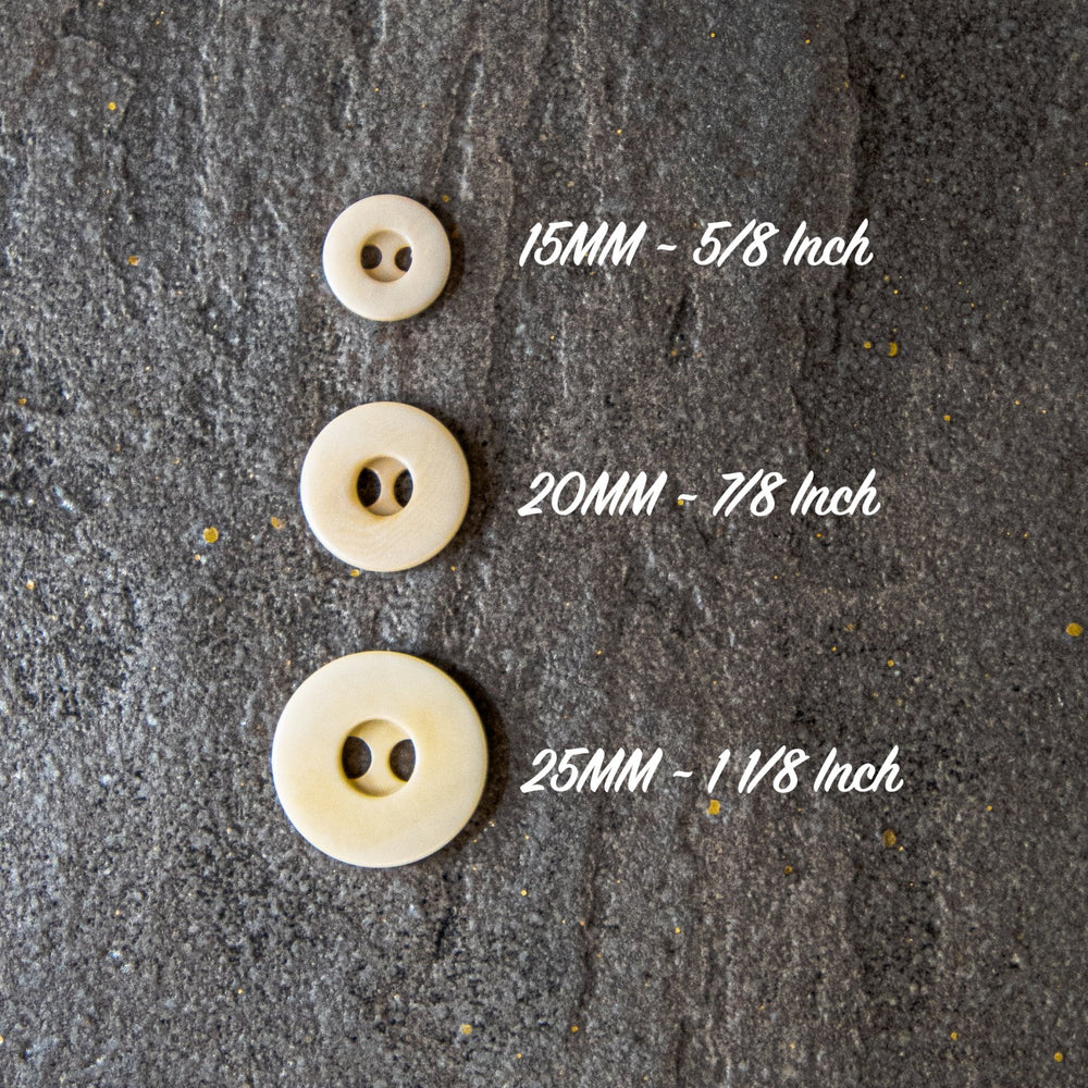 Natural Corozo Round Buttons - Sustainable Vegetable Ivory Buttons in 3 Sizes (15mm, 20mm, 25mm) for Blouses and Coats