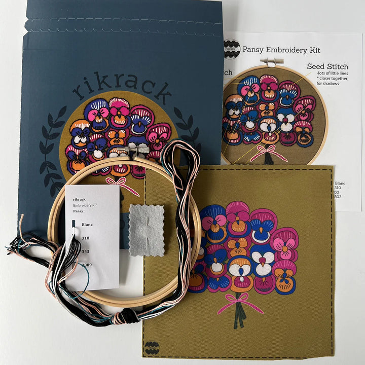 Rikrack Embroidery Kit - Pansy
