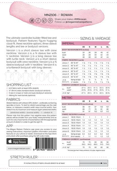 Megan Nielsen Rowan Bodysuit and Tee sewing pattern with multiple neckline, sleeve, and bodysuit variations