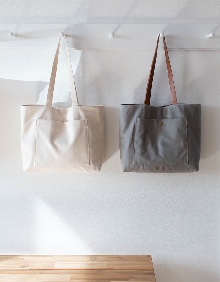 Noodlehead Pepin Tote pattern with front pocket and optional magnetic or recessed zipper closure