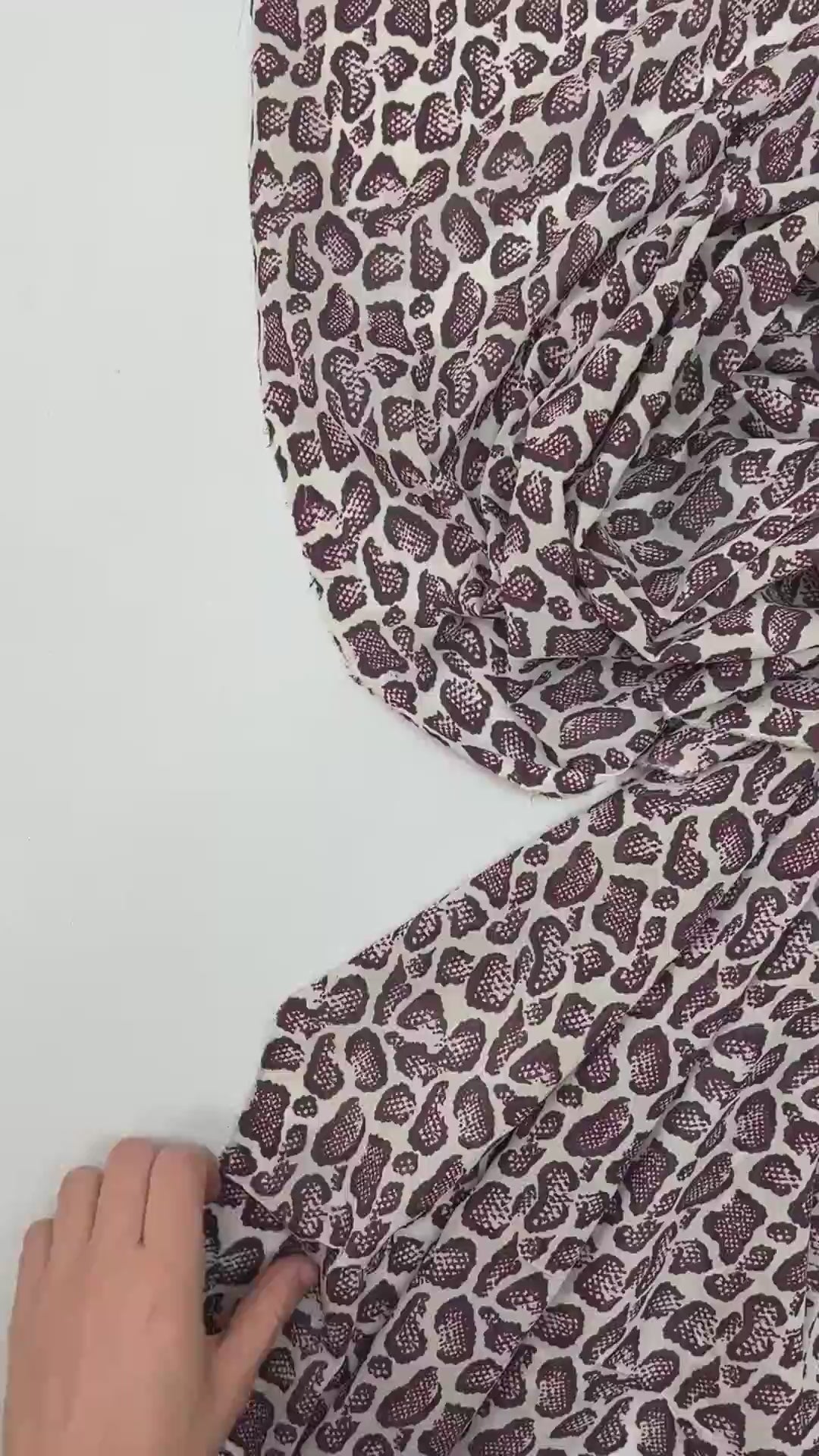 Silk Crepe Animal Print Fabric in Cream, Gray, and Purple - 75% Silk, 49 inches wide, Italian-made