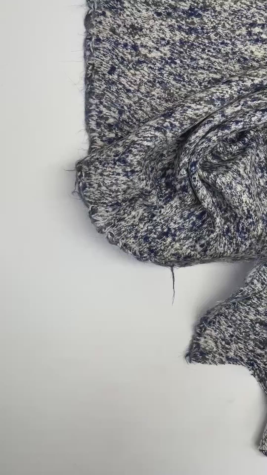 Gray, white, and blue mottled tweed cotton wool blend fabric, Italian heavyweight 55-inch wide, ideal for coats, skirts, dresses, and suiting