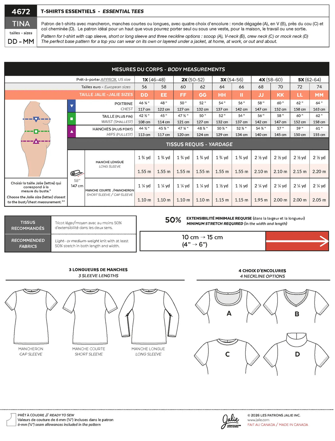 Pattern - Jalie - Tina Essential Tees