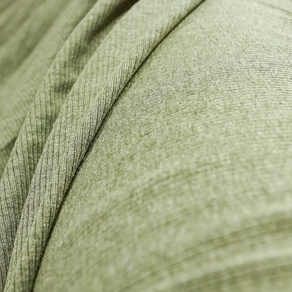 Sage Green Ribbed Rayon 2x1 Knit Fabric - 92% Rayon 8% Spandex - Soft Drapey Material for Dresses & Loungewear