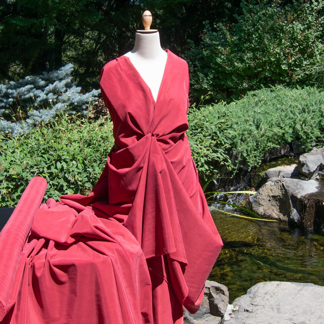 Bordeaux Blush Cupro Fabric - 100% Plant-Based Silky Material for Eveningwear & Blouses - Sustainable Silk Alternative